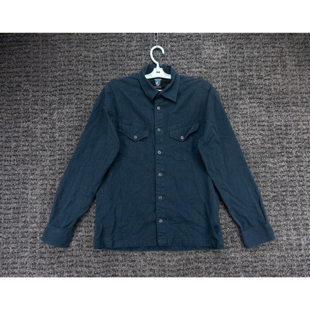 Kuhl Shirt Mens Small Dark Blue Long Sleeve 100% Cotton Casual Outdoor Gorpcore